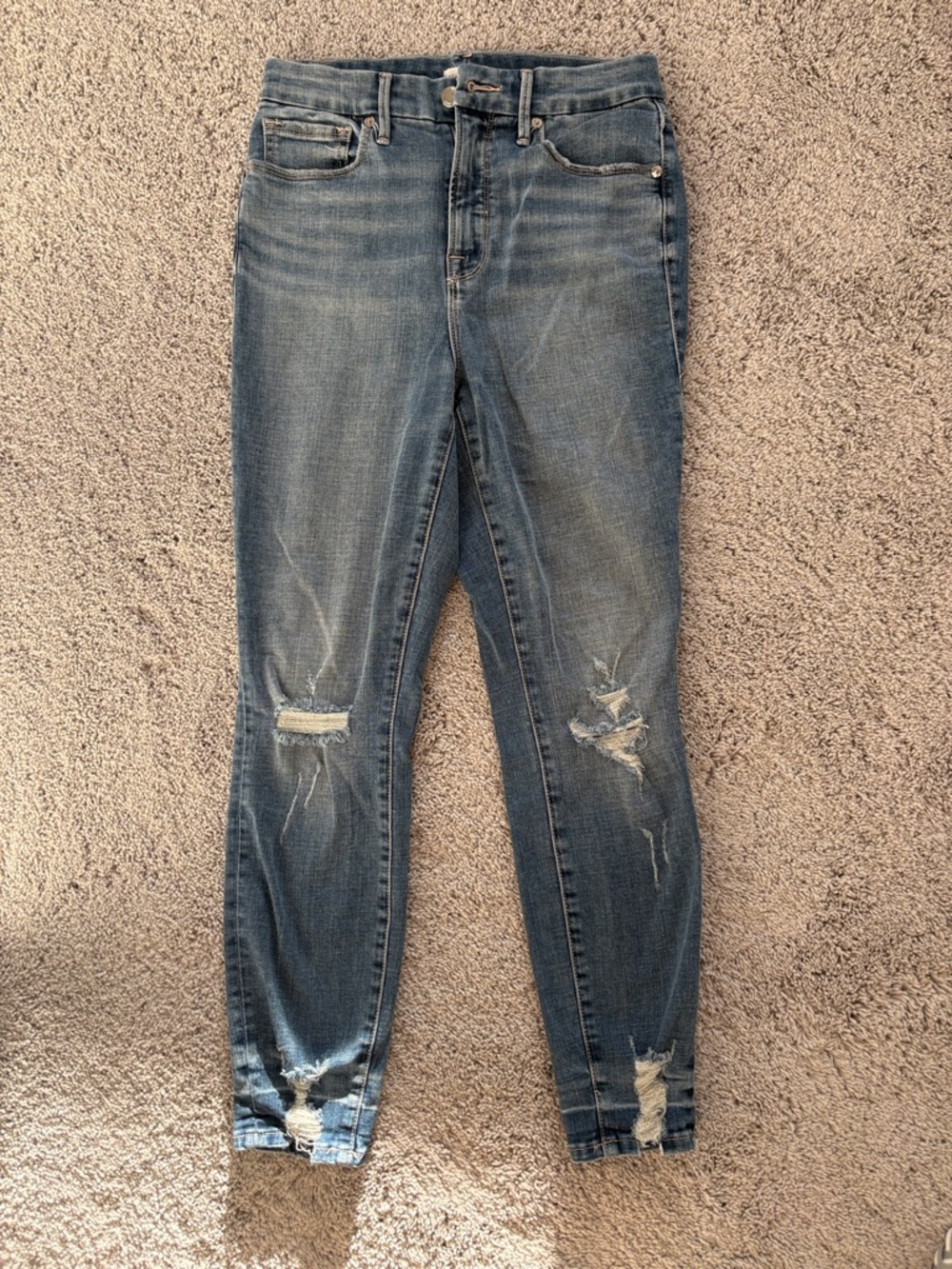 Good American Distressed Dark Blue Skinny Jeans
